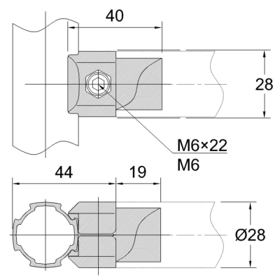 Karakuri Aluminium T Inner Joint-Set 28J-1B-1,2mm