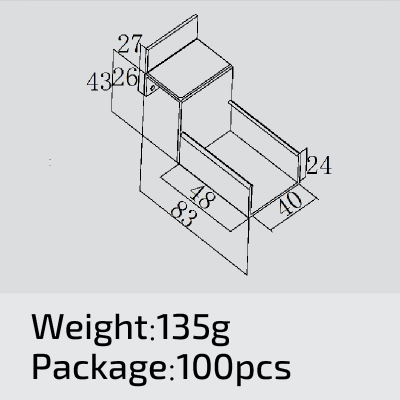 Placon ESD-Roler Track Bracket RTJ-2040D-ZN 40mm