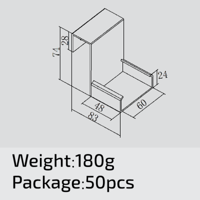 Placon ESD-Roller Track Bracket RTJ-2060DW-B 60mm