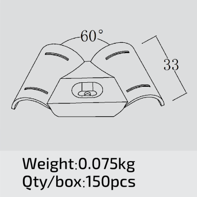 60° Angle Joint Steel Black W-8-60-BK